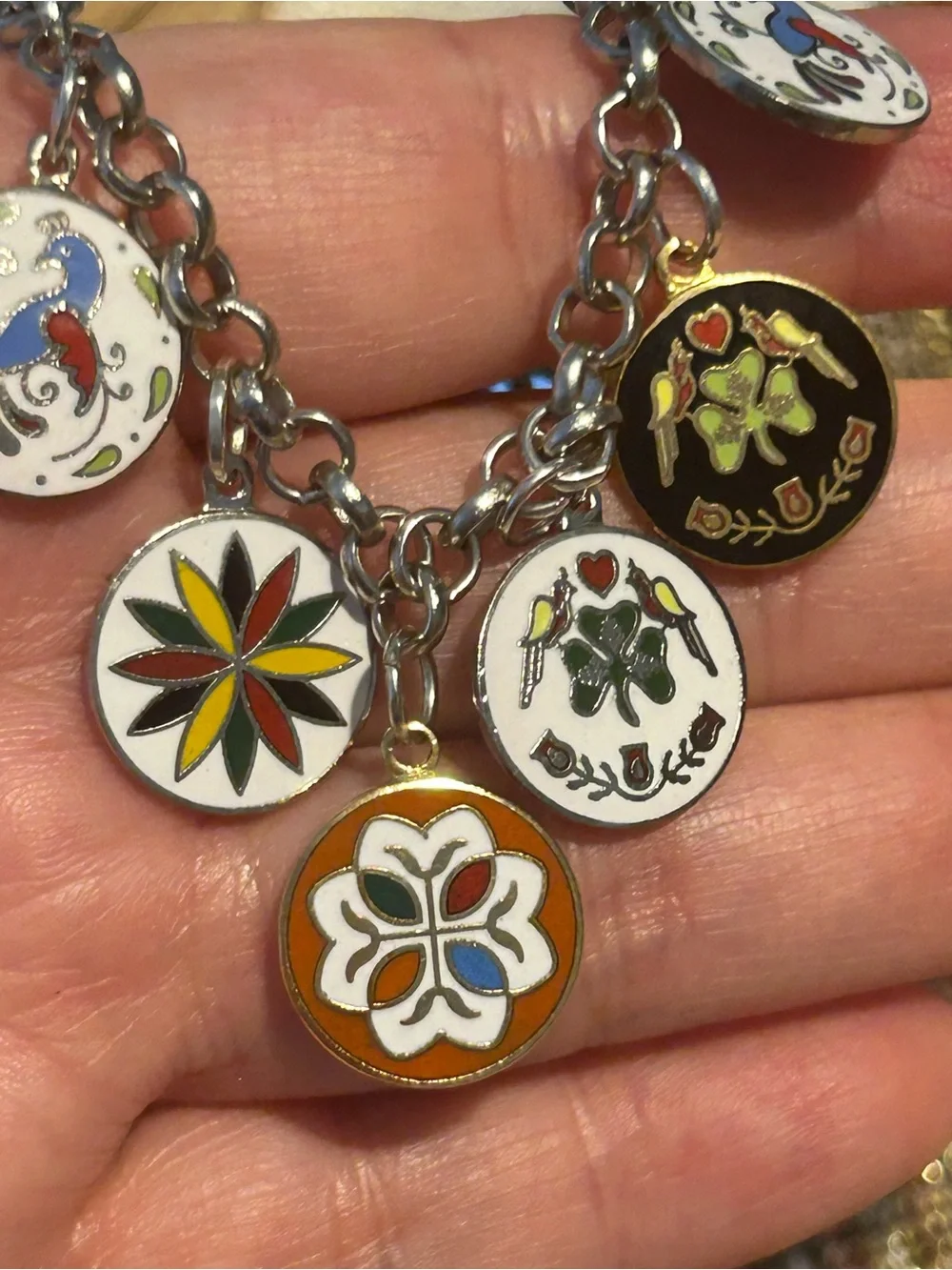 Vintage Deadstock Hoffman PA Dutch Enamel Hex Sign Charm Bracelet/Charms Rare